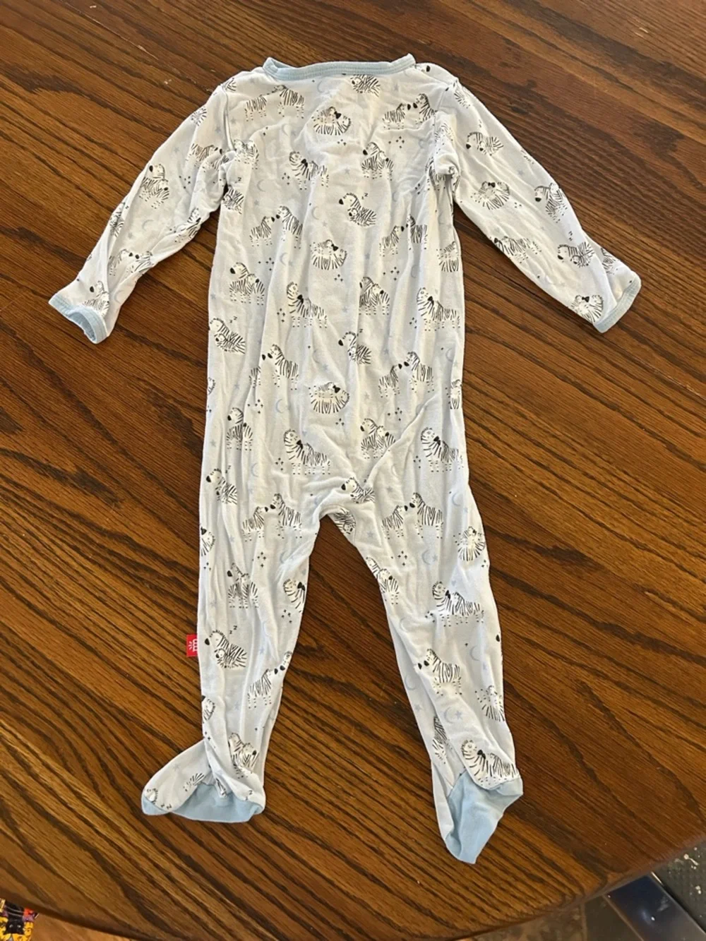 Magnetic Me Light Blue Zebra Print Footed One-Piece